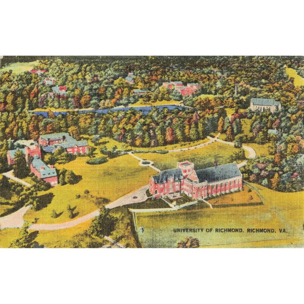 Vintage University of Richmond VA Linen Postcard 1949 Postmark Aerial View